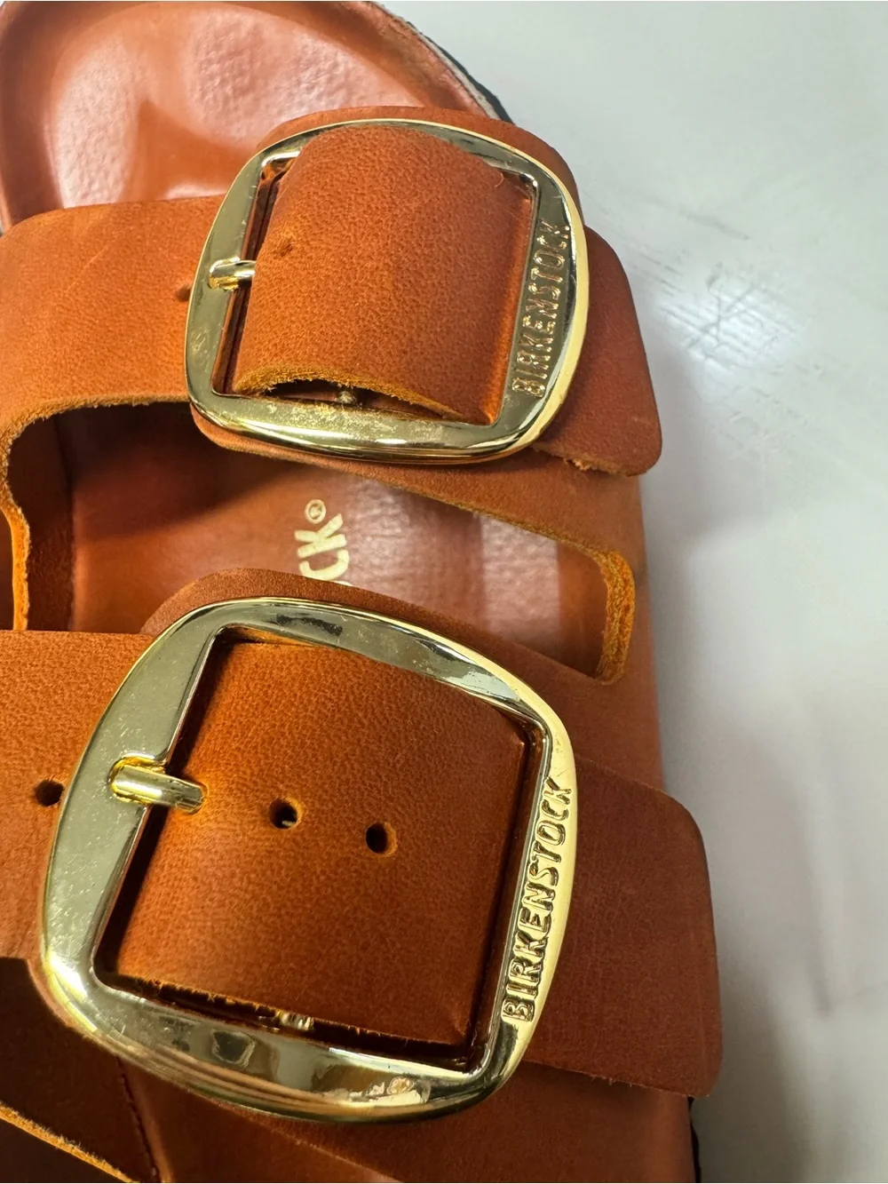 Birkenstock Arizona Big Buckle Leather Slides Burnt Orange Double Strap Size 40 - Picture 4 of 12
